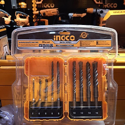 BỘ MŨI KHOAN BÊ TÔNG ĐUÔI GÀI 9 CHI TIẾT 5-16MM INGCO AKDL30901 - HÀNG CHÍNH HÃNG