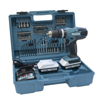 Máy khoan búa, vặn vít dùng pin(18v, 74 phụ kiện) Makita HP457DWE10