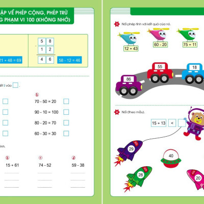 Combo Rèn kĩ năng tính nhanh, tính nhẩm + Rèn kĩ năng Cộng trừ trong phạm vi 100 (không nhớ và có nhớ) - Bí quyết học giỏi toán cho trẻ 6-7 tuổi 