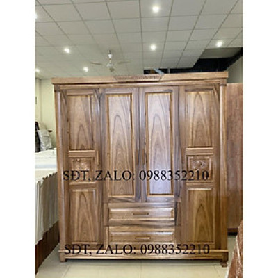 Tủ quần áo hương xám 4 cánh Hoa Thị