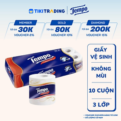 Lốc 10 Cuộn Giấy Vệ Sinh Tempo - Không mùi