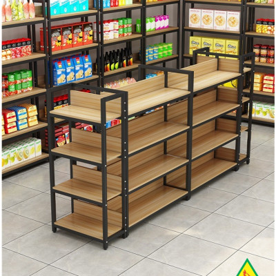 Kệ trưng bày sản phẩm, hàng hóa , kệ trang trí khung sắt mặt gỗ KST402 - Nội thất lắp ráp Viễn Đông Adv