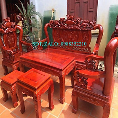 Bộ bàn ghế Nghê Bảo Đỉnh gỗ Xà Cừ