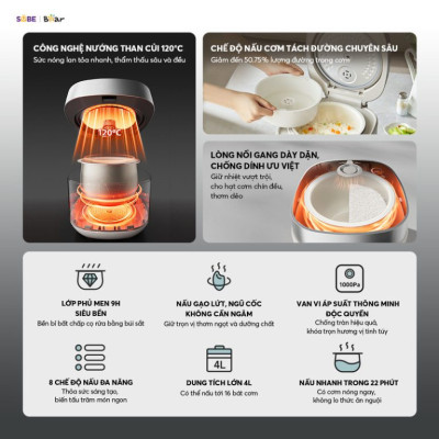 Nồi cơm điện 1,5L Bear DFB-J40Q5 (RC-4H40Y) Hàng Chính Hãng