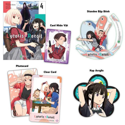 Sách - Lycoris Recoil - Tập 4 - Bản Sưu Tầm - Tặng Kèm Card Nhân Vật + Clear Card + Standee Bập Bênh + Card Bo Góc + Kẹp Acrylic 2 Mặt