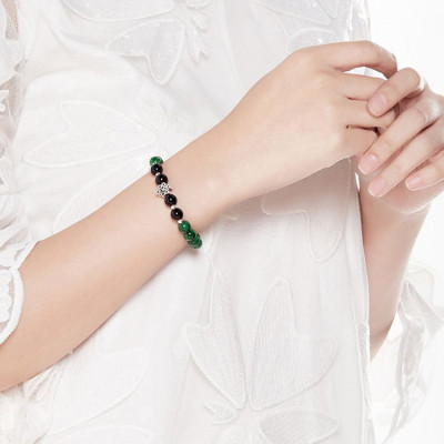 Vòng Đá Cẩm Thạch Sơn Thuỷ Phối Charm Bạc Ngọc Quý Gemstones VT35