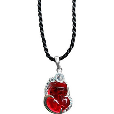 Tỳ Hưu Pha Lê Bọc Bạc Ngọc Quý Gemstones MD32 - Đỏ