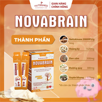 Gói uống Novabrain hỗ trợ ngăn ngừa và phục hồi tai biến mạch máu não do tắc mạch (20 gói) - Nutramed