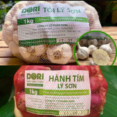 Combo#1 hành tím Lý Sơn 1kg + 1kg tỏi Lý Sơn Dori (Tỏi loại 1) trồng tại đảo Lý Sơn, cam kết xuất xứ Lý Sơn