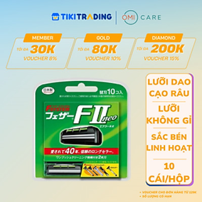 Set 10 lưỡi dao cạo râu 2 lưỡi feather 10 chiếc/hộp