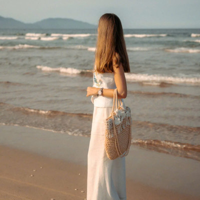 Áo Vest Linen Thêu Tay Mơ Top238 thời trang thiết kế Hity