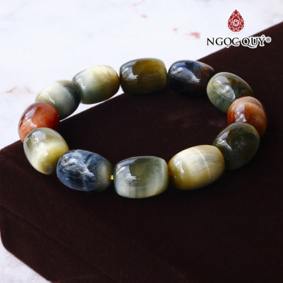 Vòng tay hạt hình lu thống thạch anh mắt hổ mệnh thủy, mộc - Ngọc Quý Gemstones
