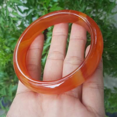 Vòng mã não vân đỏ cam BIG SIZE, 60mm