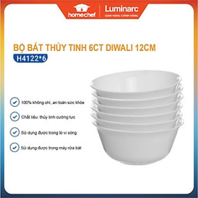 Bộ 6 bát ăn cơm thủy tinh Luminarc Carine 12cm H4122*6 | Hàng chính hãng