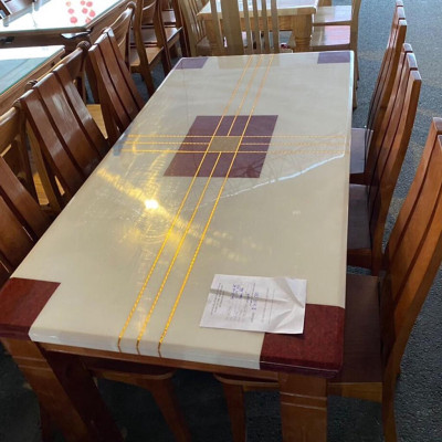 Bộ Bàn ăn gỗ sồi mặt đá Granite 1m4, bộ bàn ăn