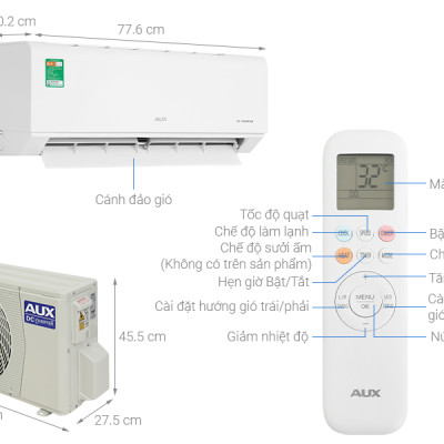Máy lạnh Aux Inverter 1 HP AW10CAA4DI-3VN  - HÀNG CHÍNH HÃNG - CHỈ GIAO HCM