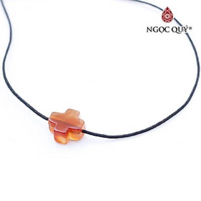 Mặt dây chuyền thánh giá xỏ ngang đá mã não đỏ 10.5x10x5mm mệnh hỏa, thổ - Ngọc Quý Gemstones
