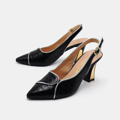 Giày sandal nữ cao gót 6 phân hàng hiệu rosata đẹp hai màu đen trắng ro551