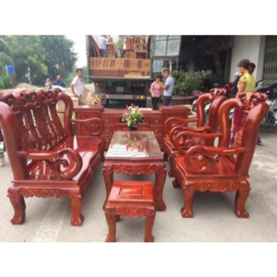 Bộ ghế quốc đào gỗ sà cừ tay 12