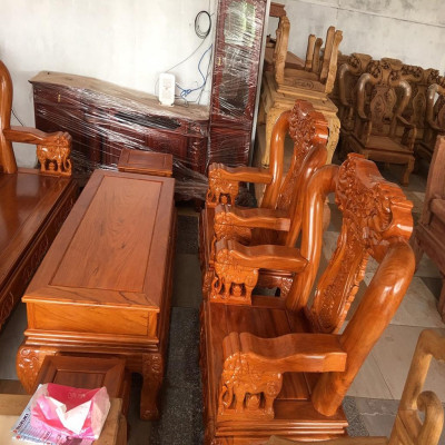 Bàn Ghế Minh Quốc Voi Gỗ Gõ Đỏ