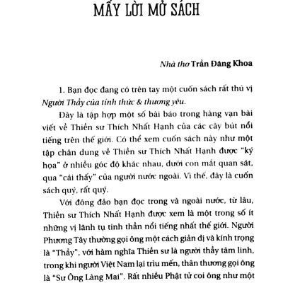 Người Thầy Của Tỉnh Thức & Thương Yêu