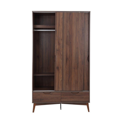 Tủ quần áo cửa lùa 2 cánh kèm ngăn kéo BÌNH LONG gỗ công nghiệp cao cấp chống ẩm, màu nâu tự nhiên