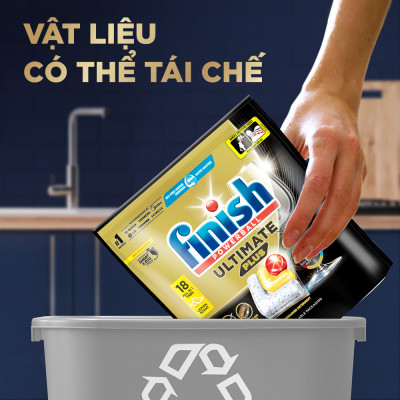 Combo 3 Viên rửa chén Finish Ultimate 18 viên + Nước làm bóng 500ml + Muối rửa chén 1kg