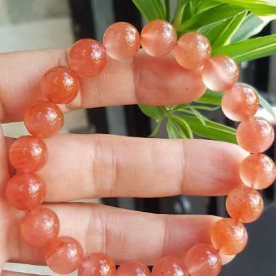 Vòng đeo tay nữ chuỗi mới đá mã não hồng cam bóng mượt đẹp size vòng hạt 10mm nam nữ mệnh hỏa mệnh thổ đeo ạ