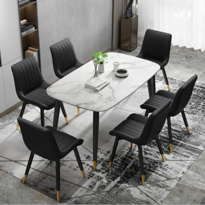 Ghế ăn LOFT da cao cấp , Ghế phòng ăn hiện đại 4 chân bọc kim loại mạ đồng chống ghỉ chống xước