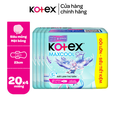 [Bao Bì Thay Đổi Theo Từng Đợt Nhập Hàng] Combo 4 gói băng vệ sinh Kotex Maxcool French Spa Siêu mỏng cánh 23cm (20M/gói)