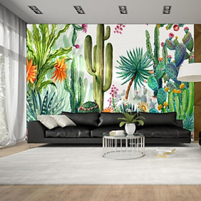 (HCM) Tranh dán tường 3d lá nhiệt đới 4 tropical tranh sẵn keo, dễ dán(in theo yêu cầu)