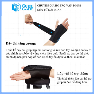 Đai Nẹp Cố Định Cổ Tay Grace Care WS224 – Hỗ Trợ Cố Định, Giảm Đau, Chấn Thương Tay(Dùng Được 2 Tay)