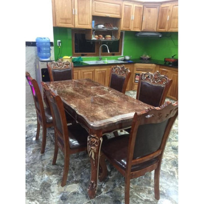 Bàn ghế ăn nhập khẩu 6 ghế vs bàn đá