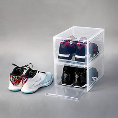 COMBO 2 HỘP ĐỰNG GIÀY CAO CẤP SNEAKER THỂ THAO NHỰA CỨNG NẮP TRONG SUỐT TÍCH HỢP NAM CHÂM HÍT (MÀU ĐEN/ MÀU TRẮNG TRONG)