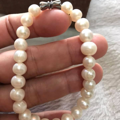 Vòng NGỌC TRAI NỮ ĐEO SIZE 7LY5 VÒNG GỒM 25 HẠT ĐÚNG CUNG SANH MÀU TRẮNG