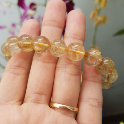 Vòng tay thạch anh tóc vàng VIP 10 li 