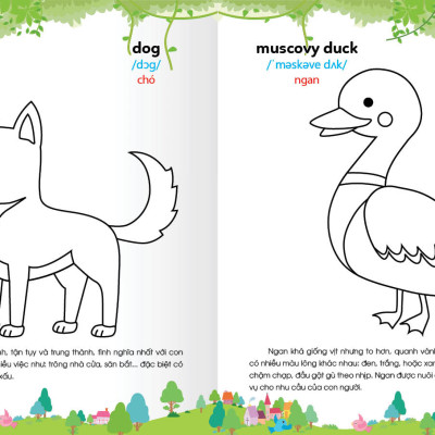 Sách - Colouring 365 ngày Tô màu - KHÁM PHÁ THẾ GIỚI PHÁT TRIỂN TRÍ TUỆ - Động vật nuôi, Chim, Cá (Cuốn 1)