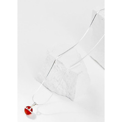 Mặt Dây Chuyền Phong Thủy Đá Mã Não Đỏ 1 Hạt Tặng Dây Chuyền Bạc (8mm) Mệnh Hỏa, Thổ Ngọc Quý Gemstones