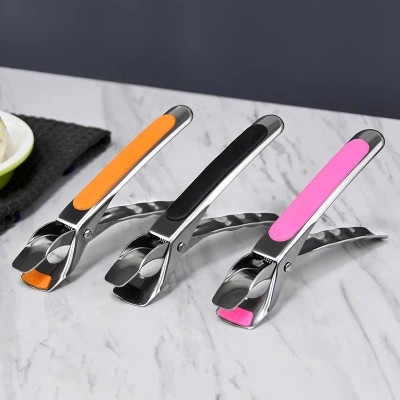 Dụng cụ kẹp gắp đồ nóng inox 304 với mút silicon chống trơn trượt MÀU CAM