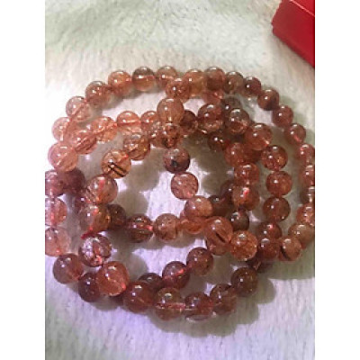 VÒNG TÓC ĐỎ THẠCH ANH ĐẸP SIZE 9mm NỮ mạng HOẢ THỔ ĐÁ THIÊN NHIÊN BẮT ÁNH KIM MẠNH