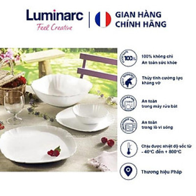 Đĩa(dĩa) thủy tinh Lotusia 23cm N3620, thủy tinh cường lực không chứa chì, dùng cho lò vi sóng và máy rửa bát