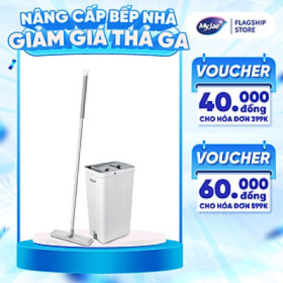 [Phiên bản nâng cấp] Bộ Lau Nhà MyJae Đài Loan Sợi Microfiber 2 Ngăn Tự Vắt Xoay 360 Độ Thông Minh 123cm