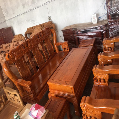 Bàn Ghế Minh Quốc Voi Gỗ Gõ Đỏ