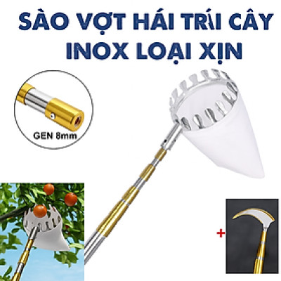 Bộ Sào Vợt Inox Hái Trái Cây Trên Cao – Rút Dài Tới 6M, Kèm 4 Phụ Kiện Tiện Lợi Hàng Xịn Loại 1