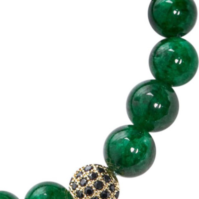 Vòng Đá Cẩm Thạch Sơn Thuỷ Phối Charm Xi Vàng Đính Đá Ngọc Quý Gemstones VT54