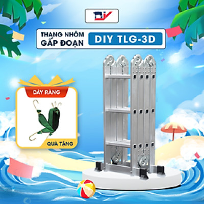 Thang nhôm gấp đoạn DIY TLG-3D chiều cao sử dụng tối đa chữ A 1.8m chữ I 3.6m - Tiêu chuẩn chất lượng an toàn Châu Âu