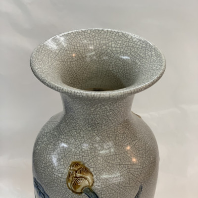 Lọ lộc bình sen đắp nổi cao cấp Bát Tràng