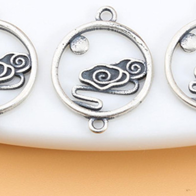 Combo 4 cái charm bạc khóa kết vòng hình mây mờ - Ngọc Quý Gemstones