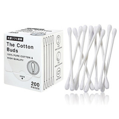 Hộp 200 tăm bông mềm kháng khuẩn Sanritsu, dùng để vệ sinh, làm sạch dáy tai hay các chi tiết máy móc nhỏ hoặc sơn sửa làm đẹp - nội địa Nhật Bản