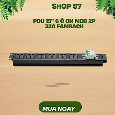 Thanh nguồn PDU 6 ổ đa năng rack 19 MCB 2P 32A:  Hàng chính hãng, Phụ kiện tủ rack , PDU có MCB , PDU rack 19", thanh nguồn chuẩn rack 19"